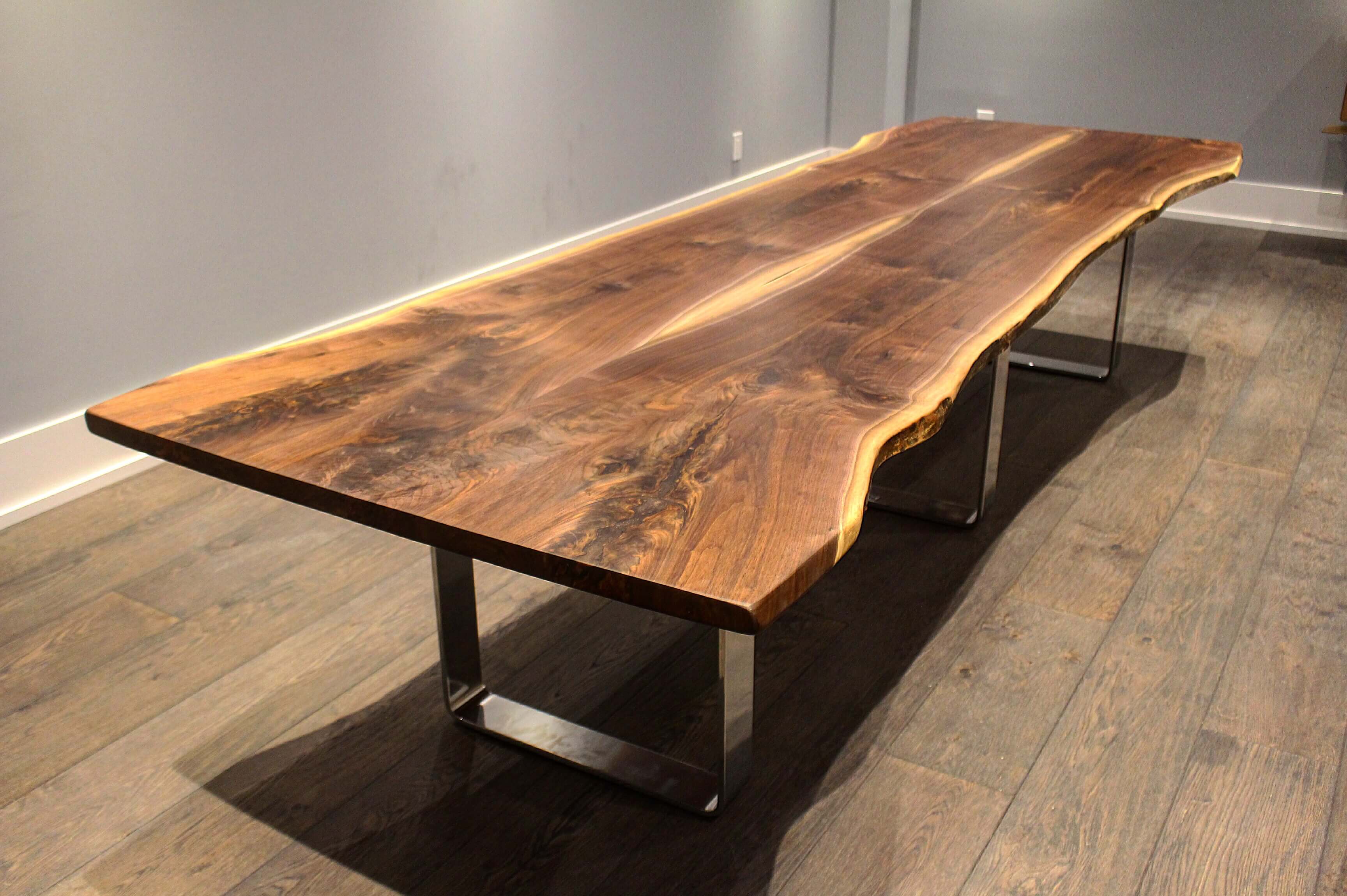 14' live edge black walnut table for New York City client