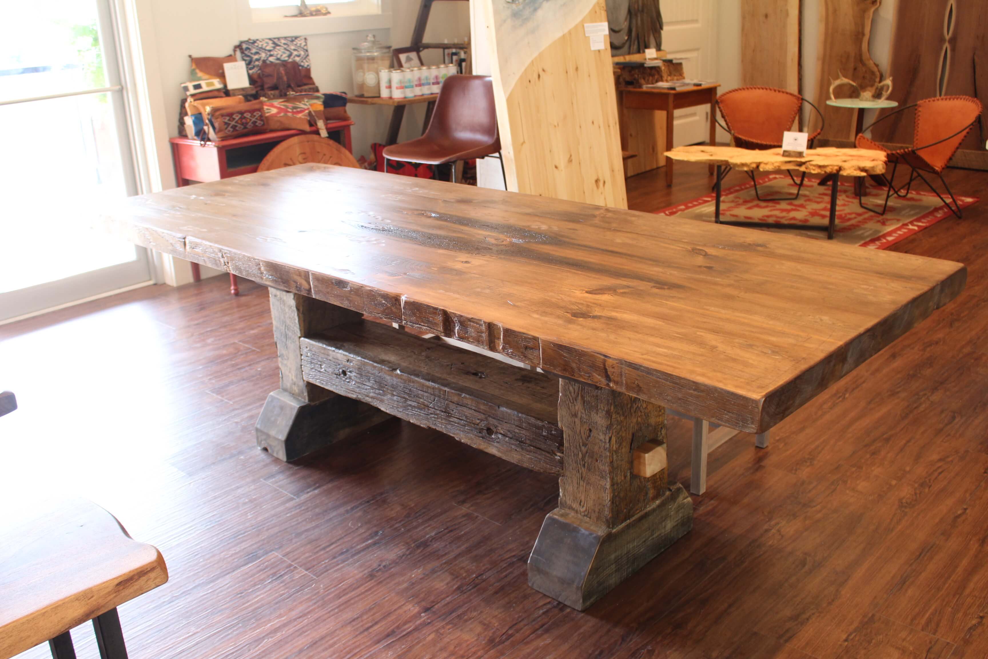 reclaimed barn beam table