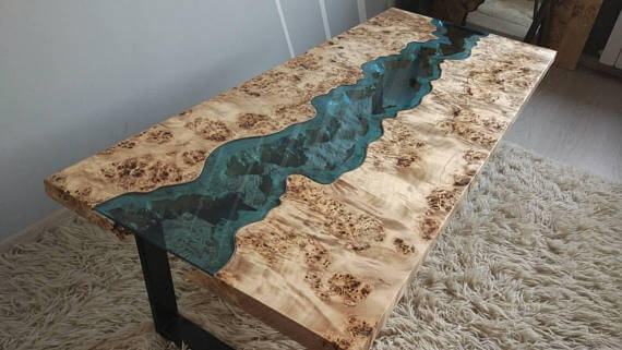 Blue River Coffee Table with Maple slabs